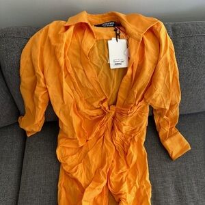 Jacquemus Orange Ruched Dress